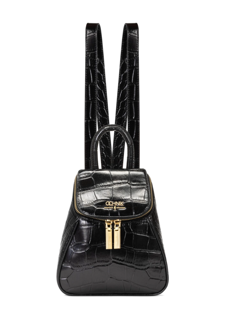 Czarny skórzany plecak damski OCHNIK PLCDS-0002-99 (W25) z motywem croco