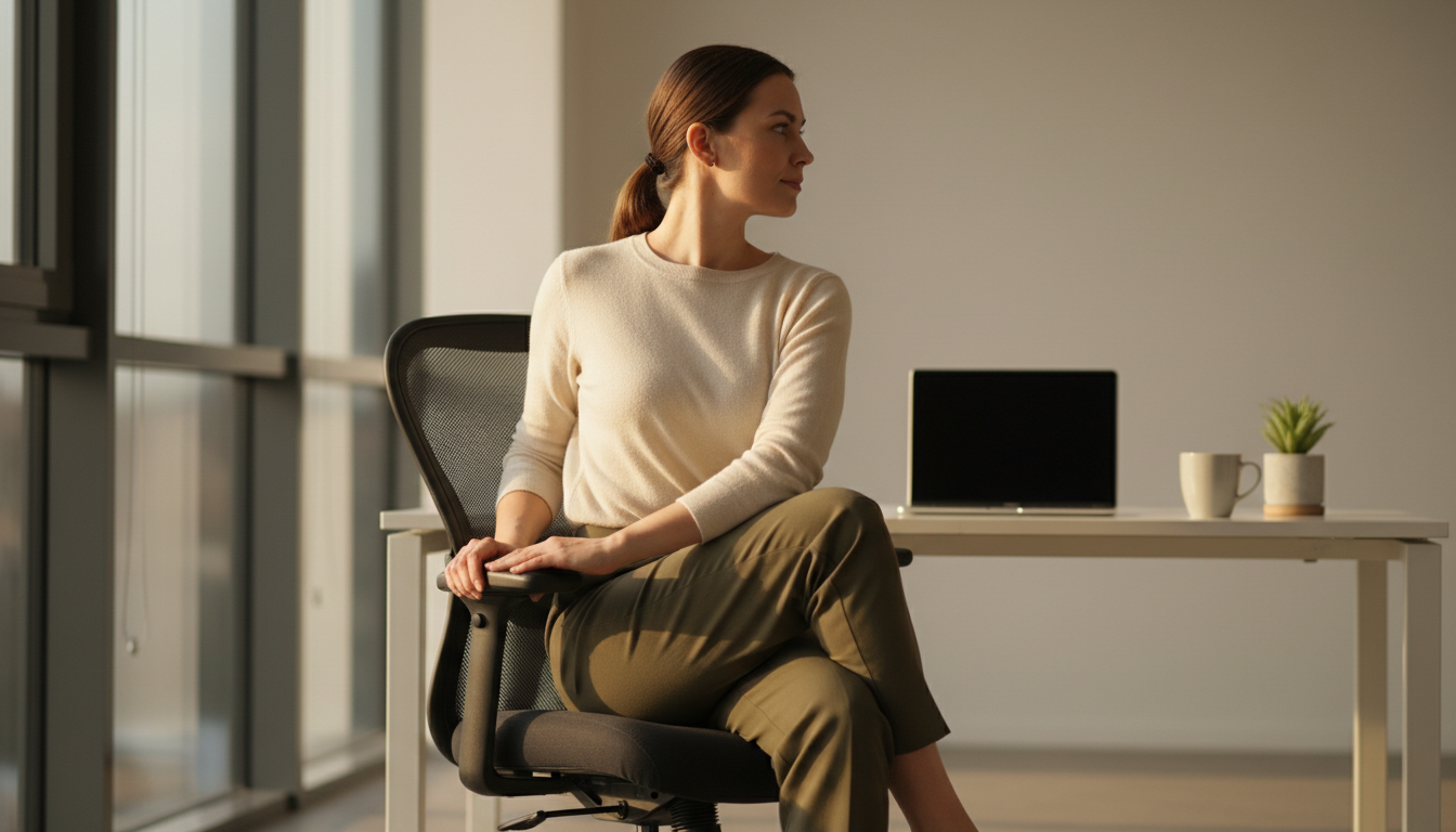 Czy można wykonywać jogę na kręgosłup siedząc bezpośrednio na krześle biurowym?